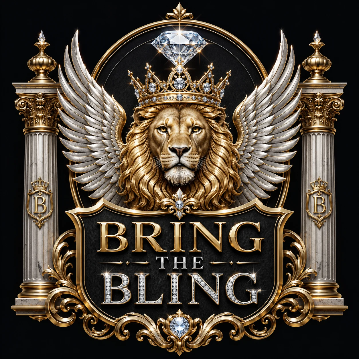 Bring The Bling official crowned lion logo